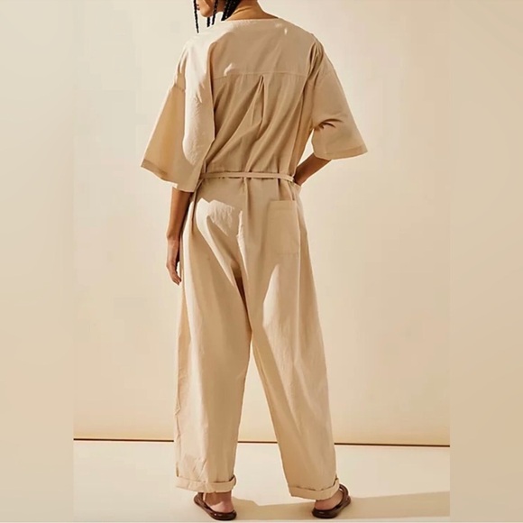 Free People Beige Relaxed Fit Jumpsuit - Picture 4 of 11